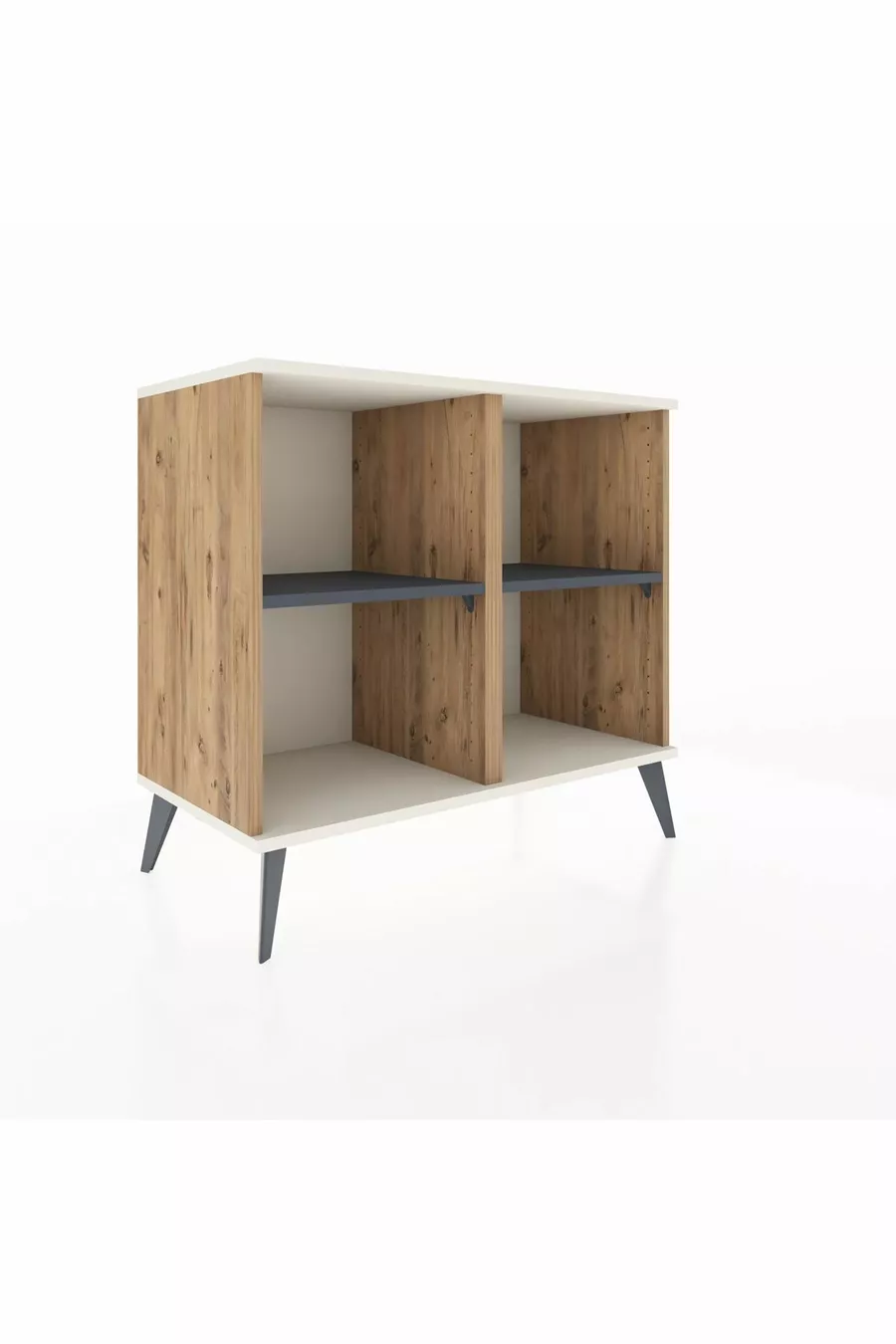 Commode Hyperion 2 étagères Pin-Pierre d'Agate/Anthracite