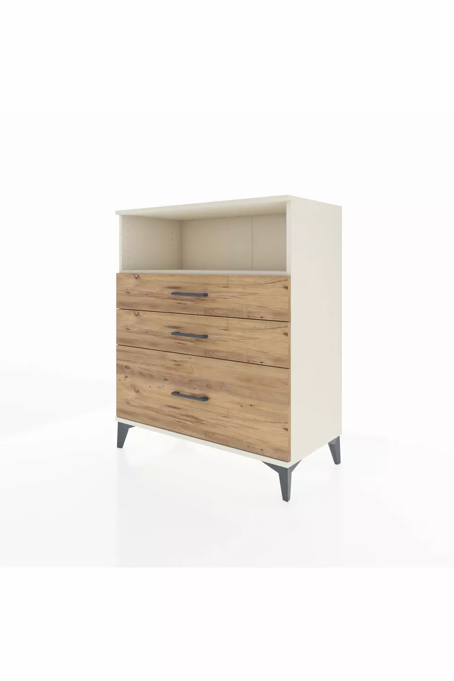 Commode Hyperion à une étagère et 3 tiroirs Pierre de lune-Pin