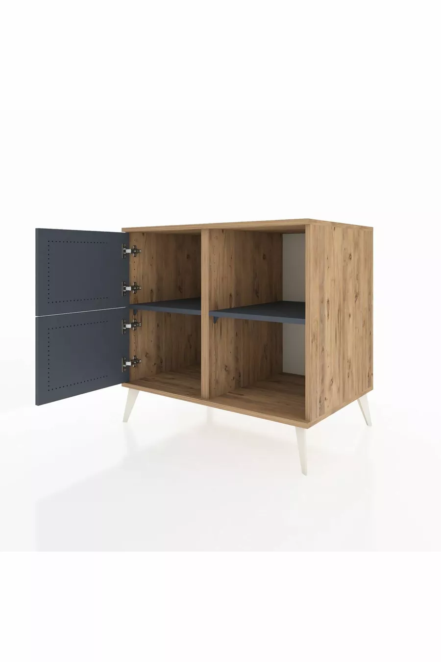 Commode Kronos 2 étagères 2 portes Pin-Anthracite