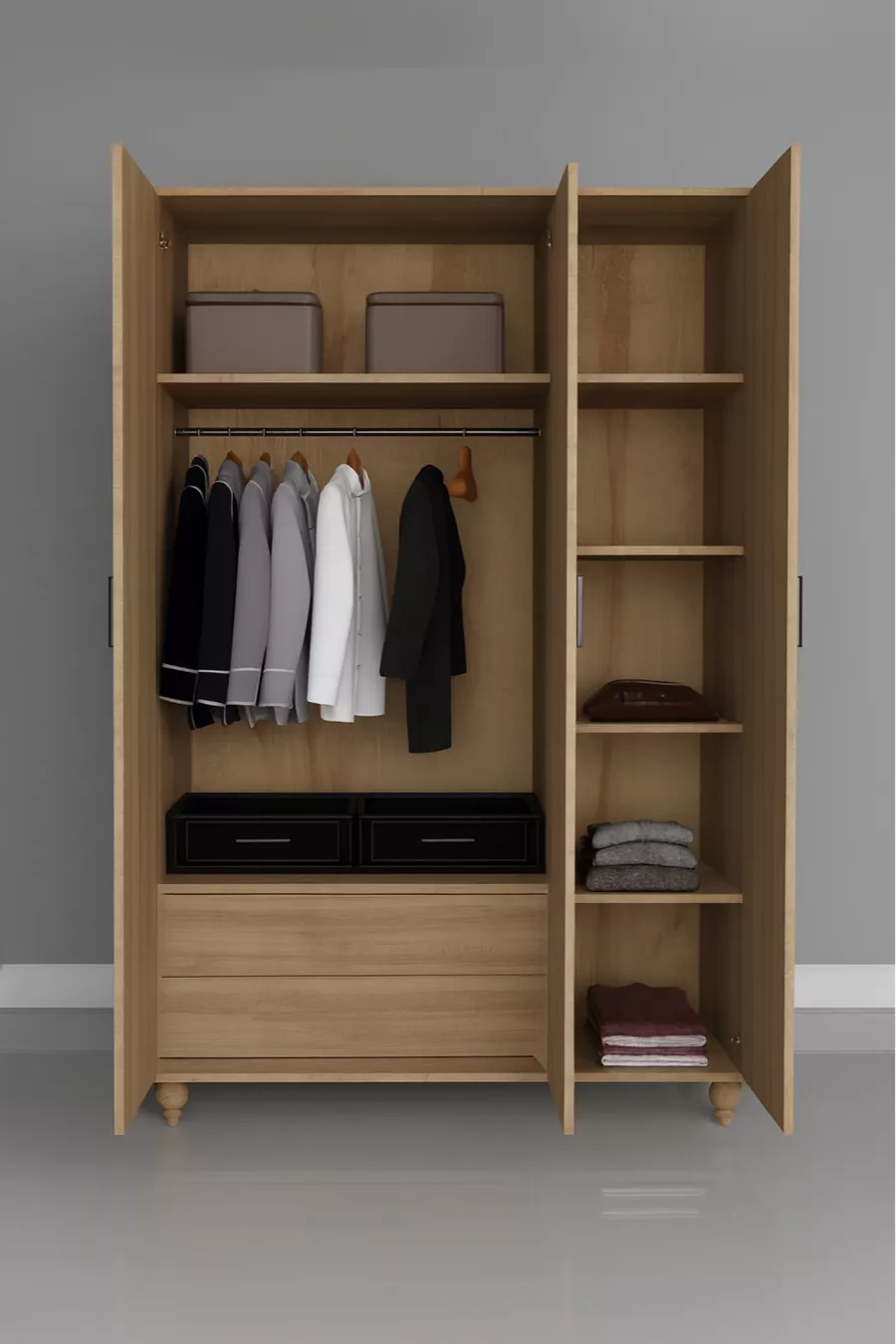 Armoire à 3 portes et tiroirs Ege | Qualité MDF | Design moderne | Élégante et fonctionnelle
