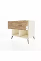 Commode Kronos 2 tiroirs Pierre de Lune-Anthracite/Pin