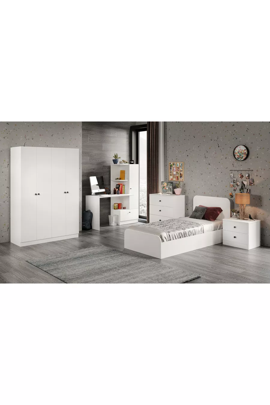 CHAMBRE JEUNE AKASYA ROS ET BUREAU