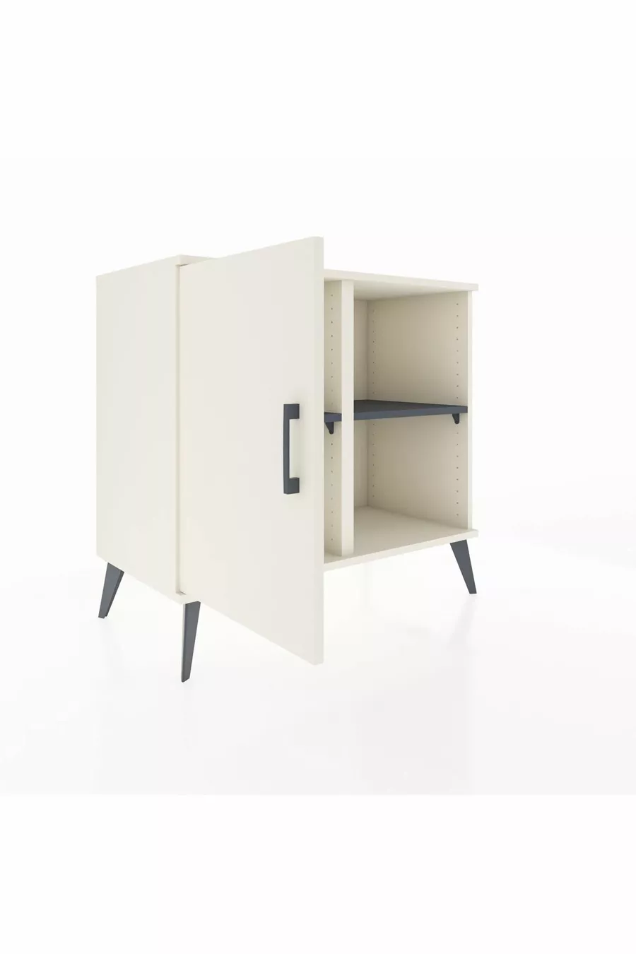Commode Hyperion à 2 étagères avec une porte en pierre de lune / anthracite