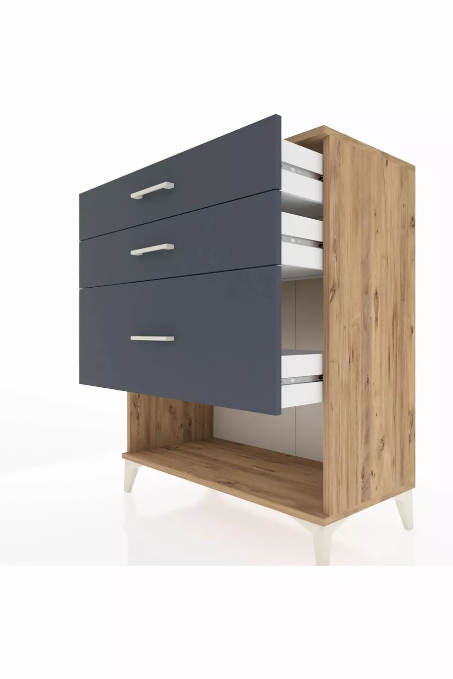 Commode Hyperion 3 tiroirs Pin-Anthracite