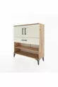 Commode Arges avec 3 étagères, 1 tiroir et 2 portes, en pin-pierre d'ardoise