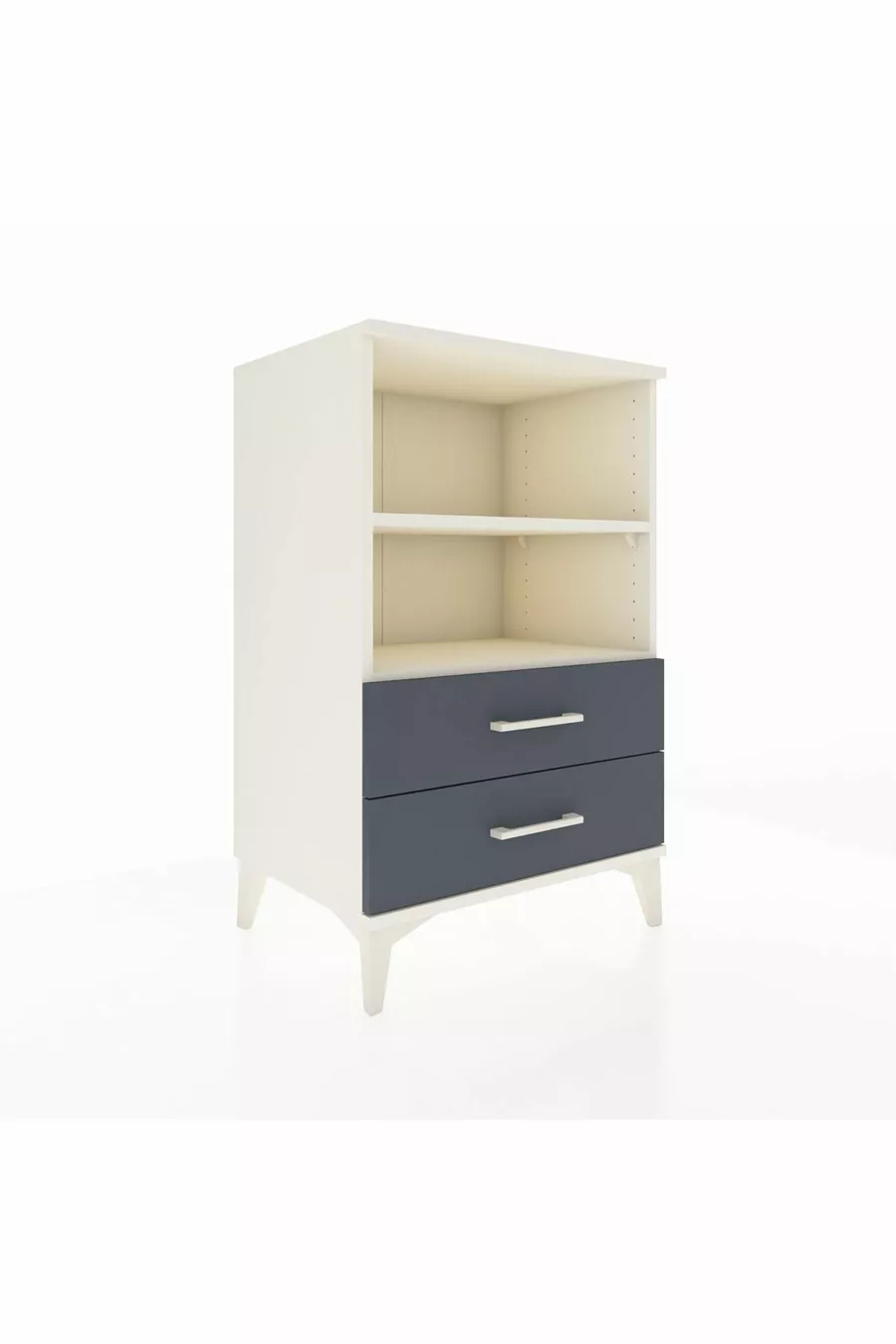 Commode Hyperion 2 étagères 2 tiroirs Aigue-marine-Anthracite