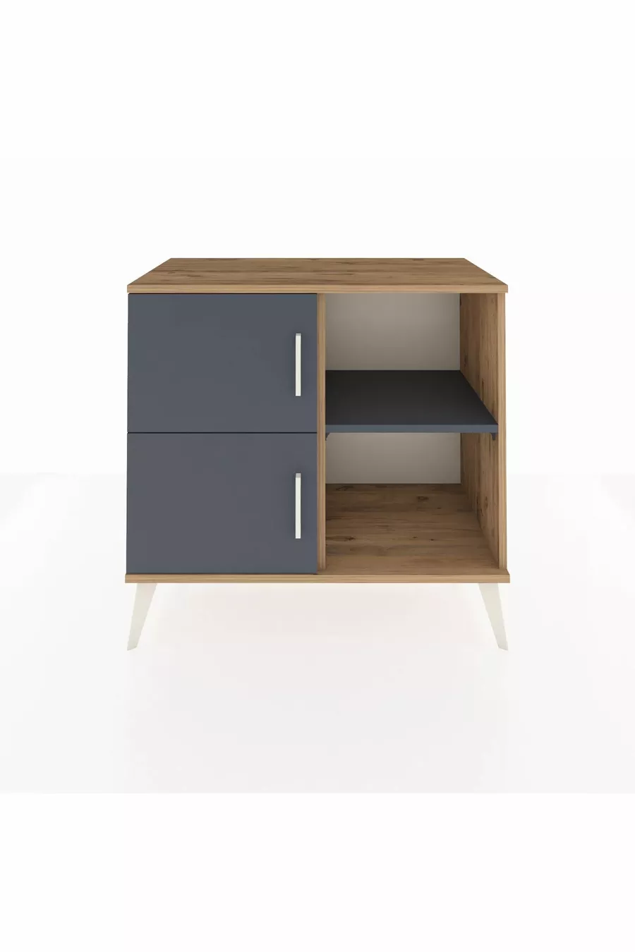 Commode Hyperion 2 étagères 2 portes Pin-Anthracite
