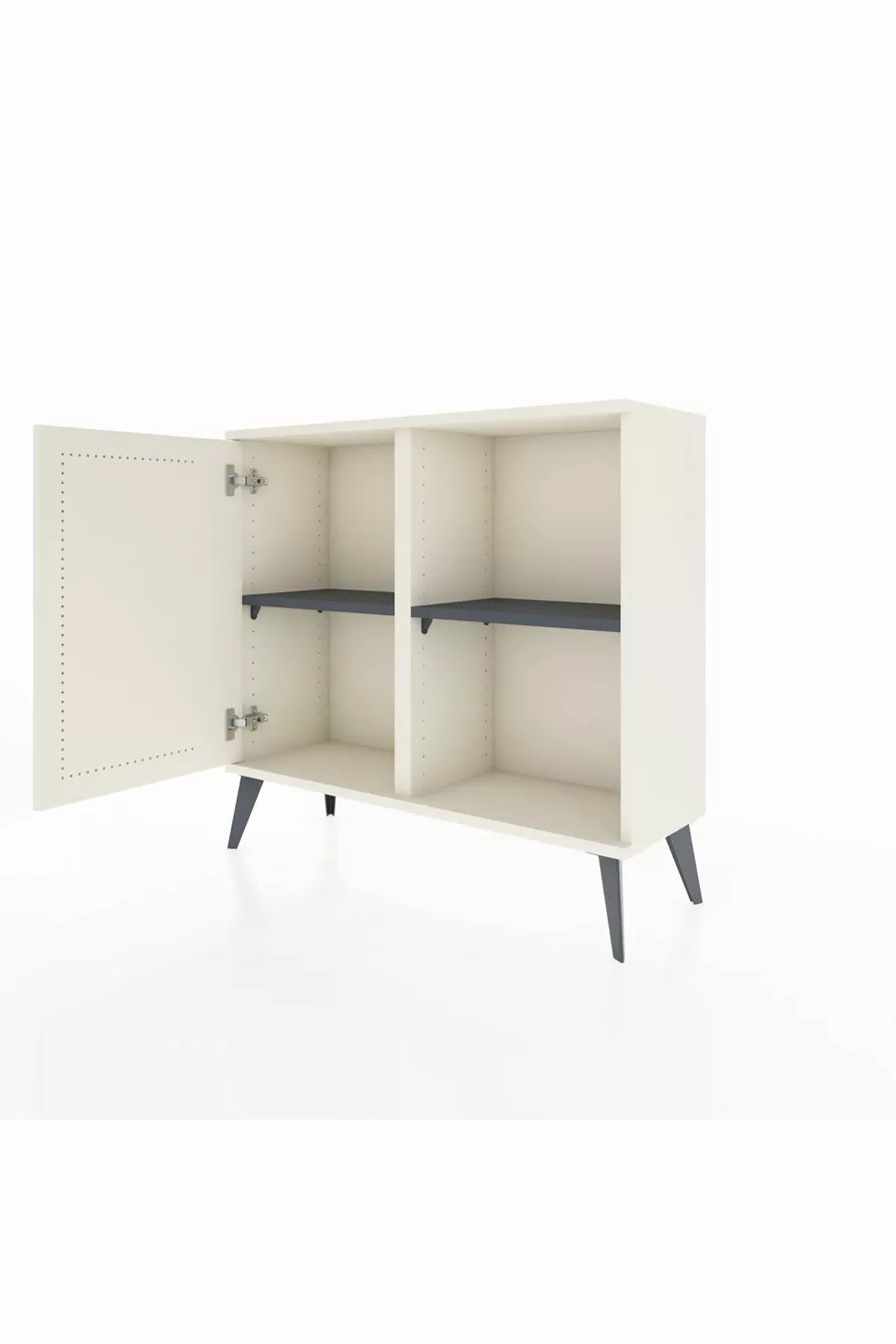 Commode Arges à 2 étagères avec une porte, couleur Pierre de lune/Anthracite