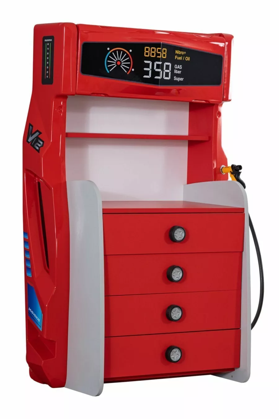 Chambre d'enfant - Lit voiture avec pare-vent Jaguar - Armoire 3 portes, commode - Rouge