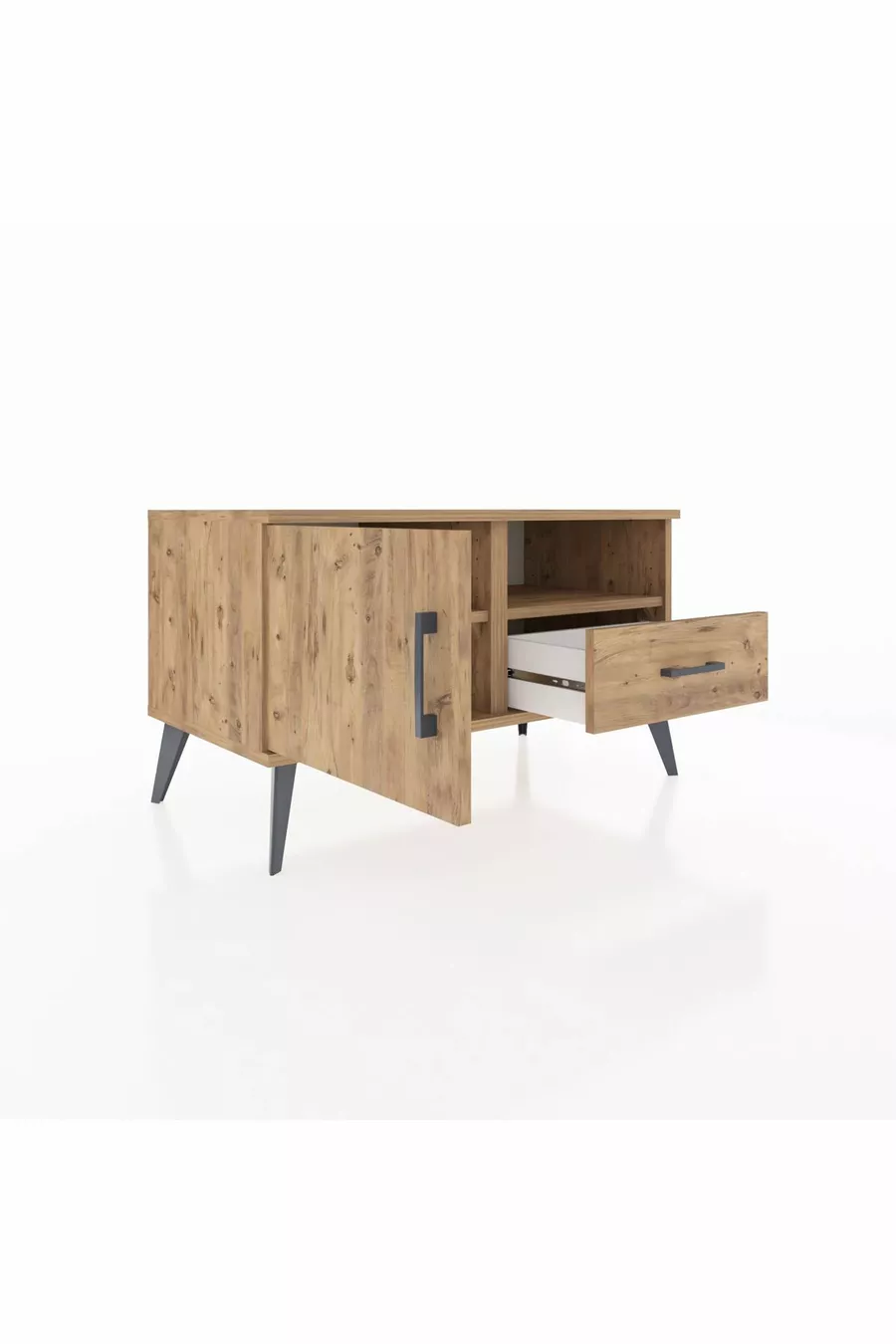 Commode Hyperion à 2 étagères, 1 tiroir, 1 porte, pin sur pin