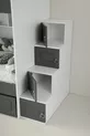 Lits superposés Mars avec tiroirs, anthracite & blanc, structure en acier avec revêtement en membrane, 100% MDF