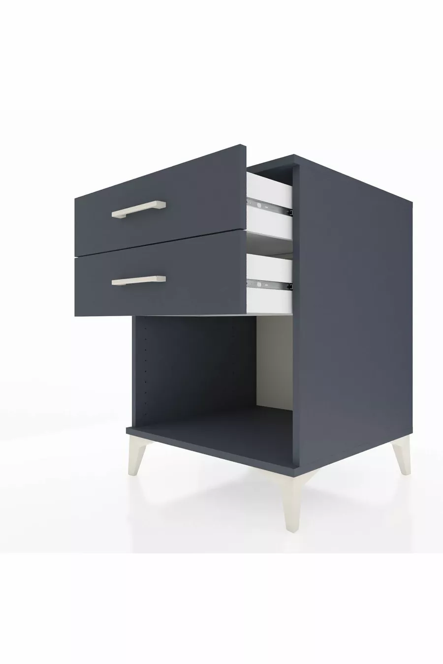 Table de chevet Kronos à 2 tiroirs Anthracite-Anthracite