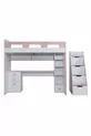 Lits superposés, lit-bureau-bibliothèque Troya - Rose 1 matelas Comfort