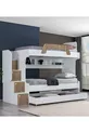 Lits superposés, Lit superposé pour enfants Inci avec lit gigogne en noyer, lot de 3 matelas confort