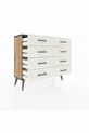 Commode Arges 8 tiroirs Pin-Anthracite/Gris pierre