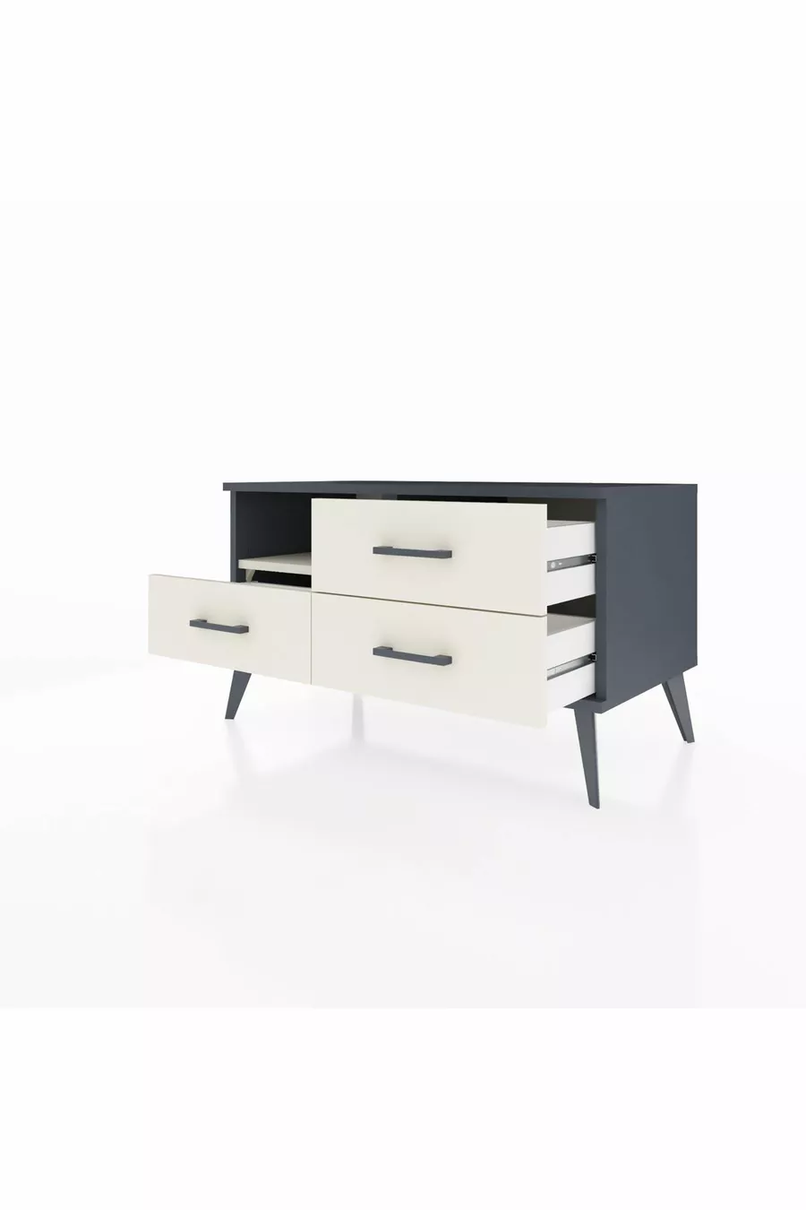 Commode Hyperion à une étagère et trois tiroirs Anthracite-Quartz