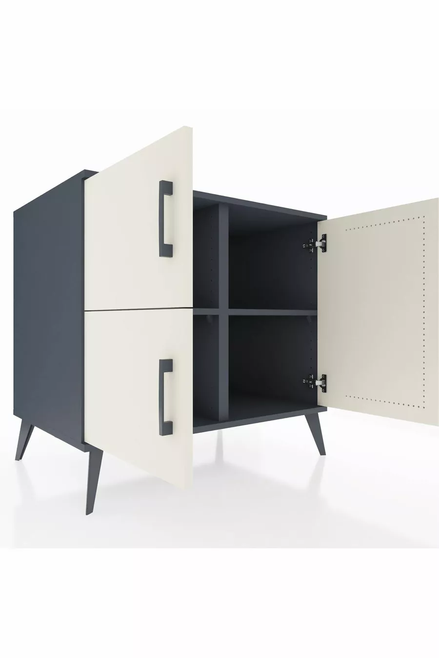Commode Kronos 2 étagères 3 portes Anthracite-Pierre de lune/Anthracite