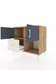 Commode Hyperion avec 2 étagères, 1 tiroir et 2 portes, Pin-Anthracite/Pierre de lune