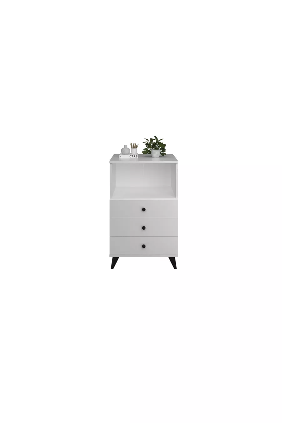 Commode simple à une étagère avec 3 tiroirs BLANC