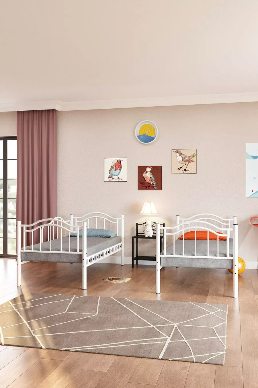 Lits superposés et lits simples en métal pour chambre d'enfant Belinay, dimensions du matelas