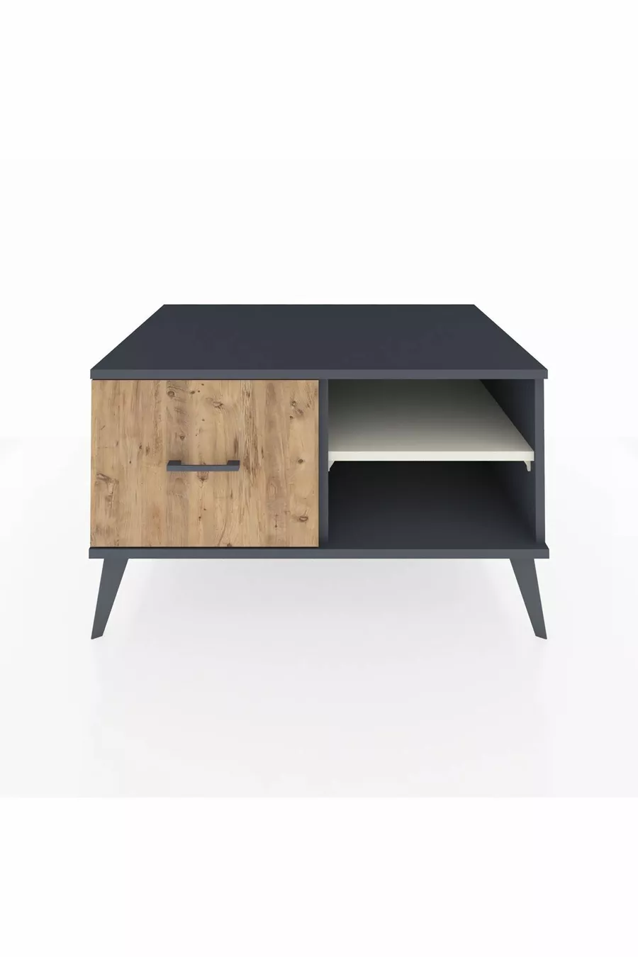 Commode Kronos à une étagère et un tiroir Anthracite-Pierre de lune/Merisiers