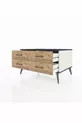 Commode Kronos 4 étagères Pierre de Lune-Anthracite/Pin