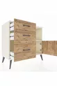 Commode Hyperion à une étagère, 3 tiroirs et une porte, Pierre de lune-Pin