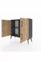 Commode Arges 2 étagères 4 portes Anthracite-Pin/Anthracite