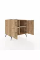 Commode Kronos à 2 étagères et 4 portes Pin-Pin/Marbre blanc