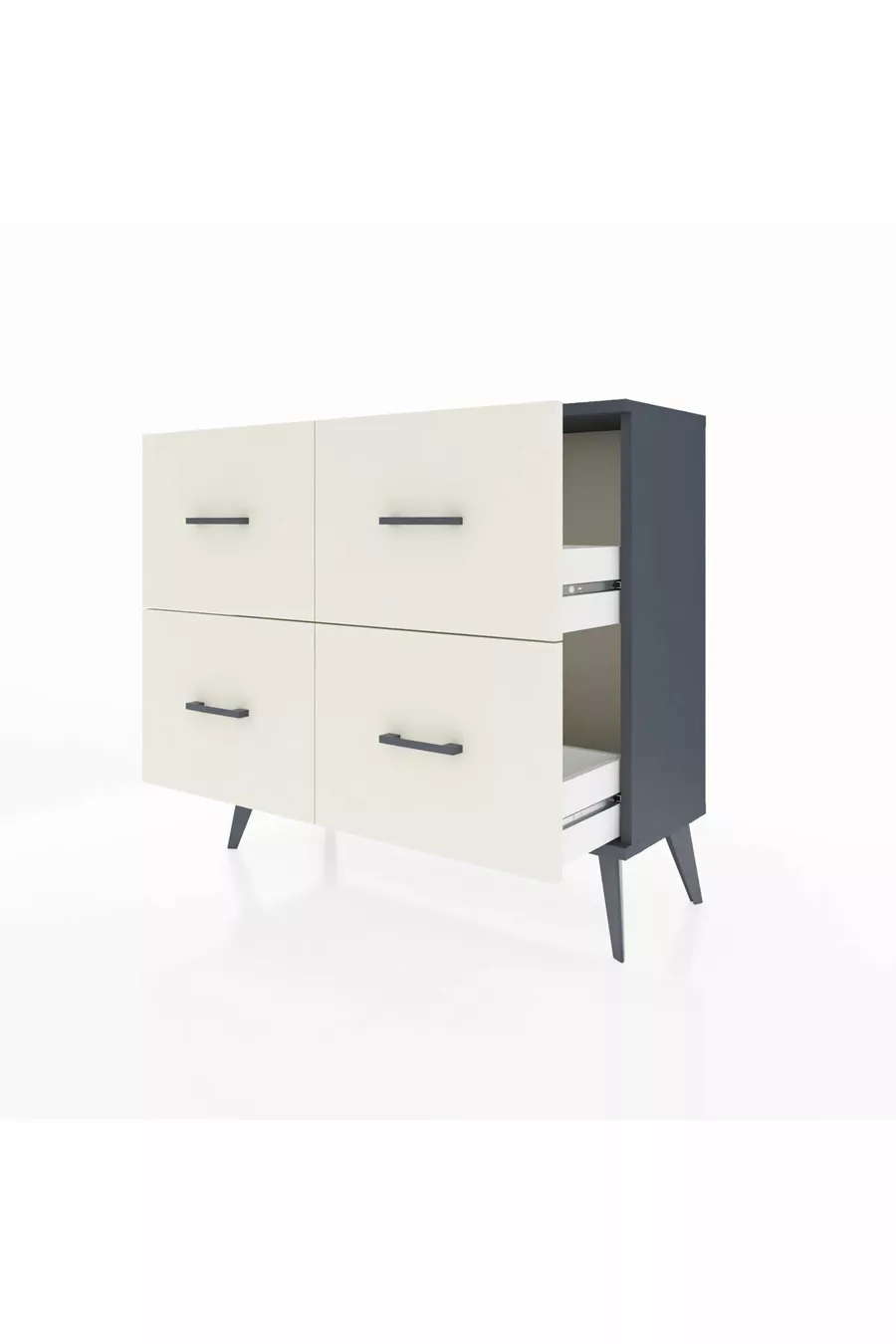 Commode Arges 4 tiroirs Anthracite-Anthracite/Gris quartz