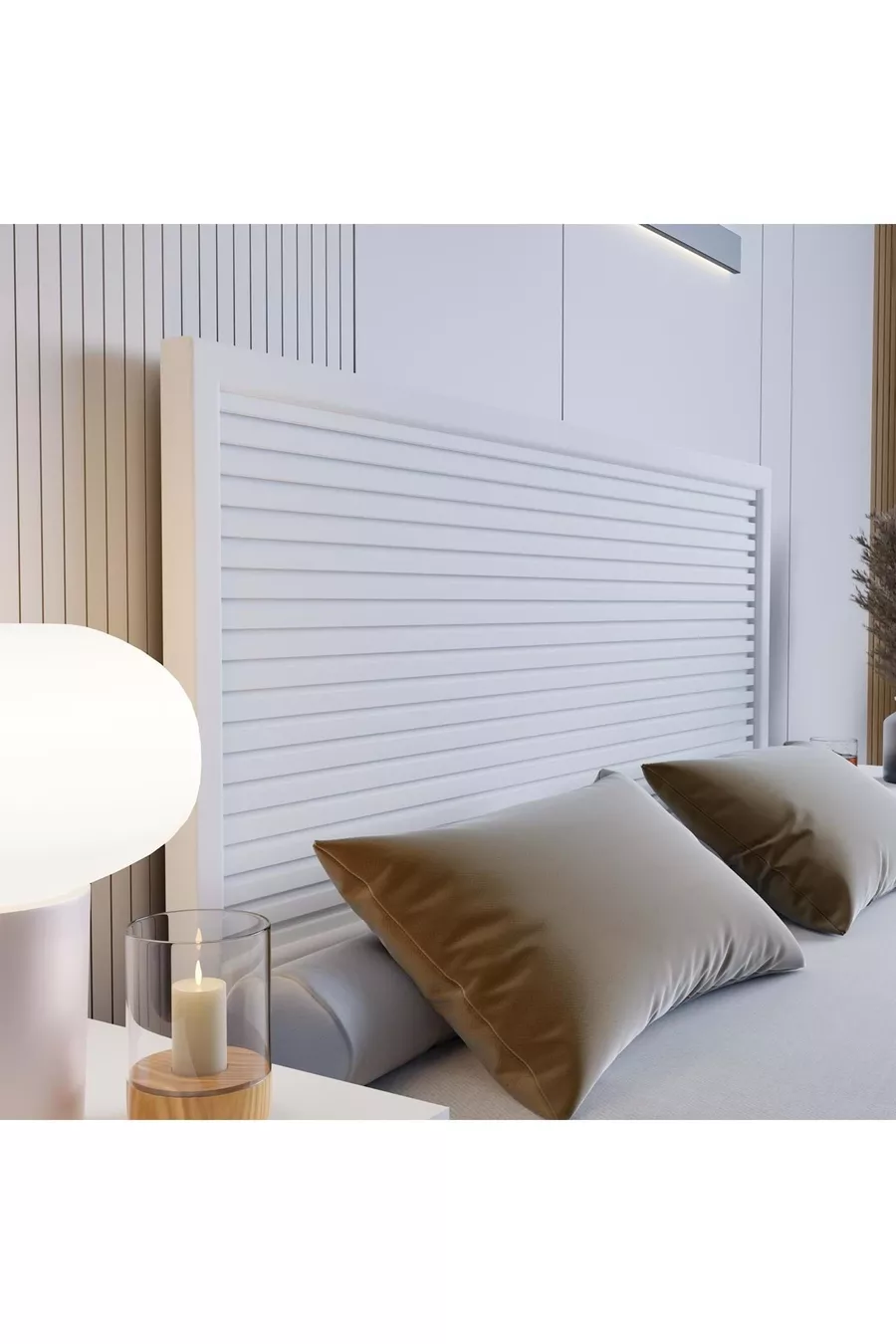 Tête de lit en bois blanc modèle Alaz (YTY)