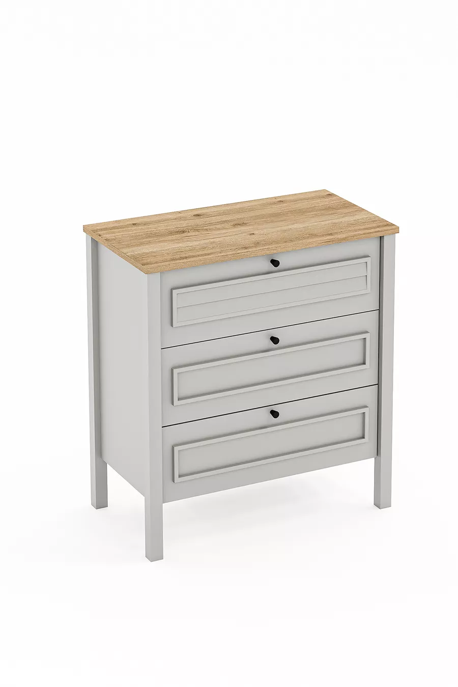 Commode Taiga 3 tiroirs, linge de lit Chambre à coucher Chambre de bébé Gris