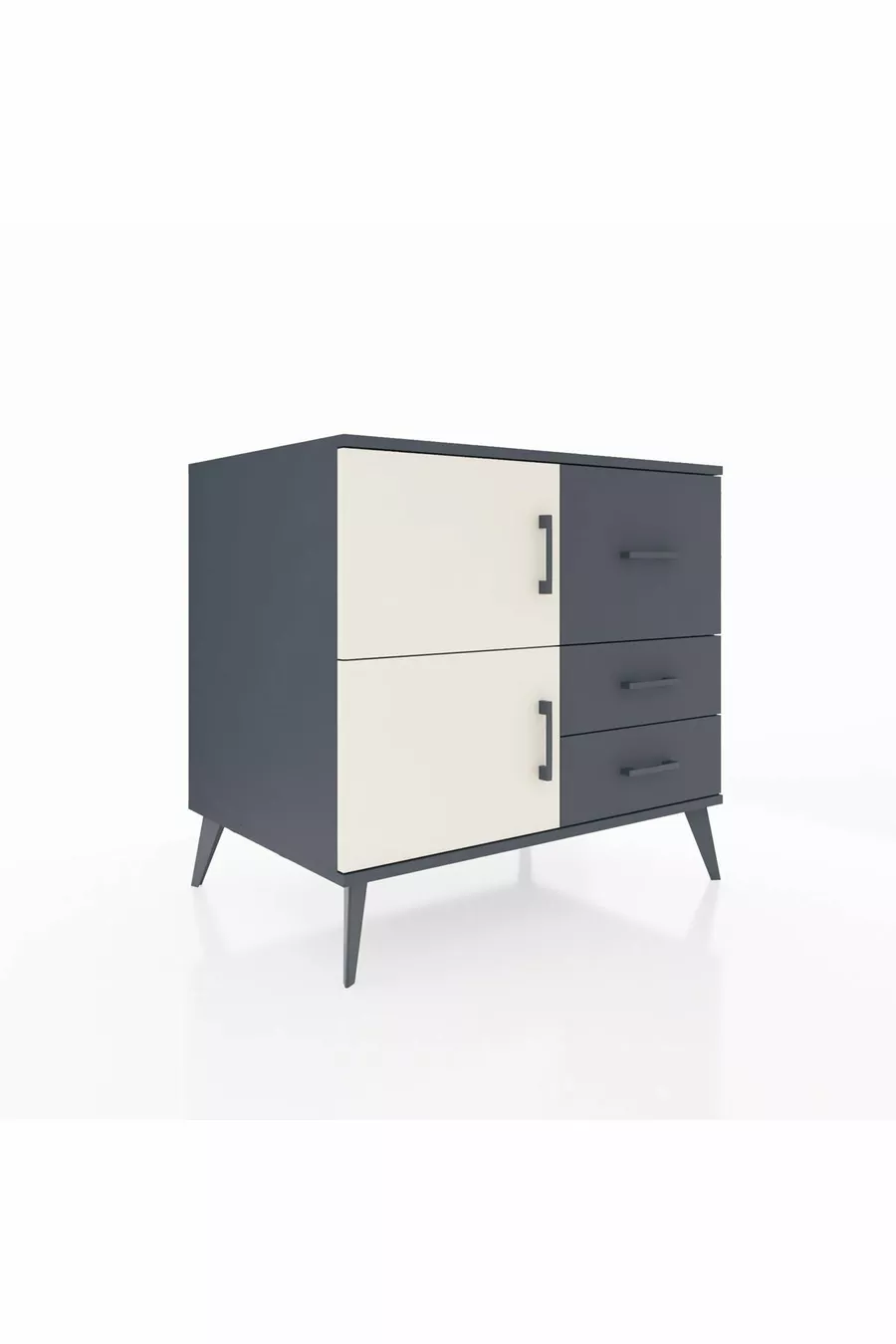Commode Kronos à une étagère, 3 tiroirs, 2 portes, Anthracite-Pierre de lune/Anthracite