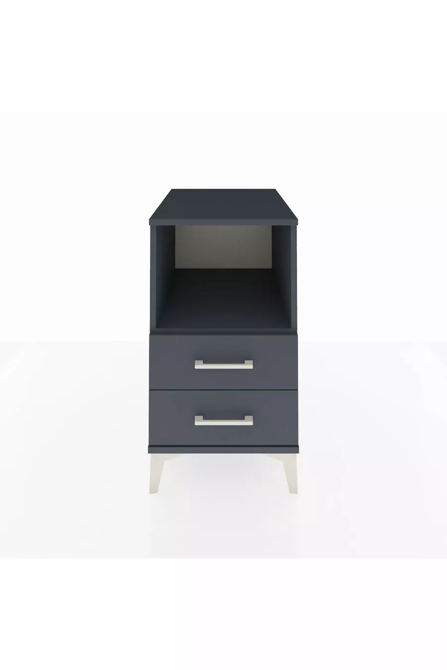 Table de chevet Kronos avec une étagère et 2 tiroirs Anthracite-Anthracite
