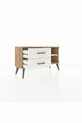 Commode Arges à une étagère et 2 tiroirs en pin-pierre d'onyx