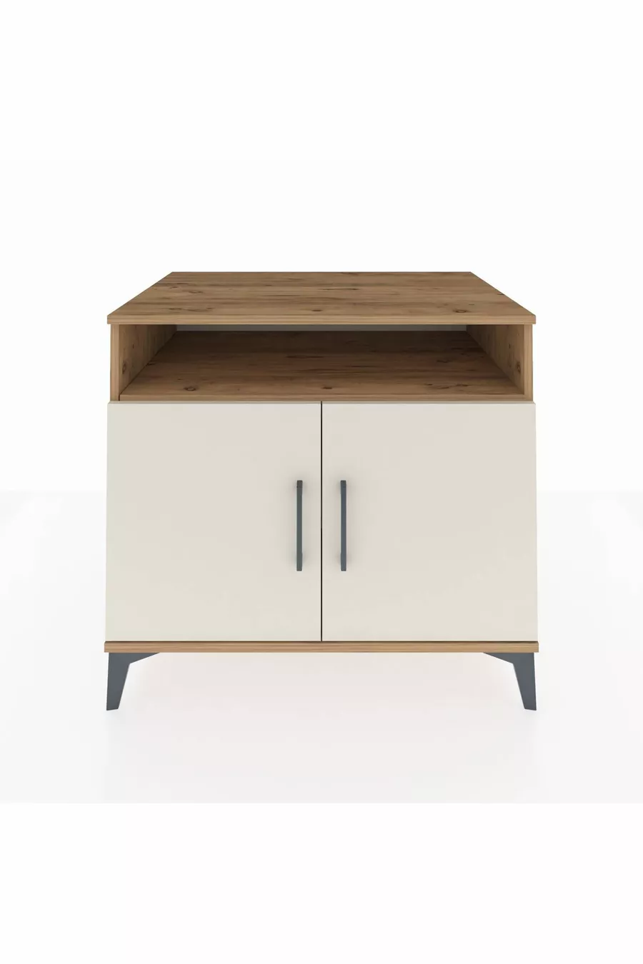 Commode Kronos 2 étagères 2 portes Pin-Pierre de Lune