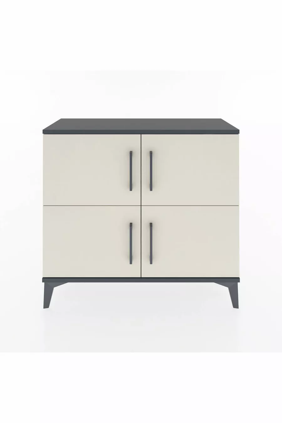 Commode Arges 3 étagères 4 portes Anthracite-Pierre de lune