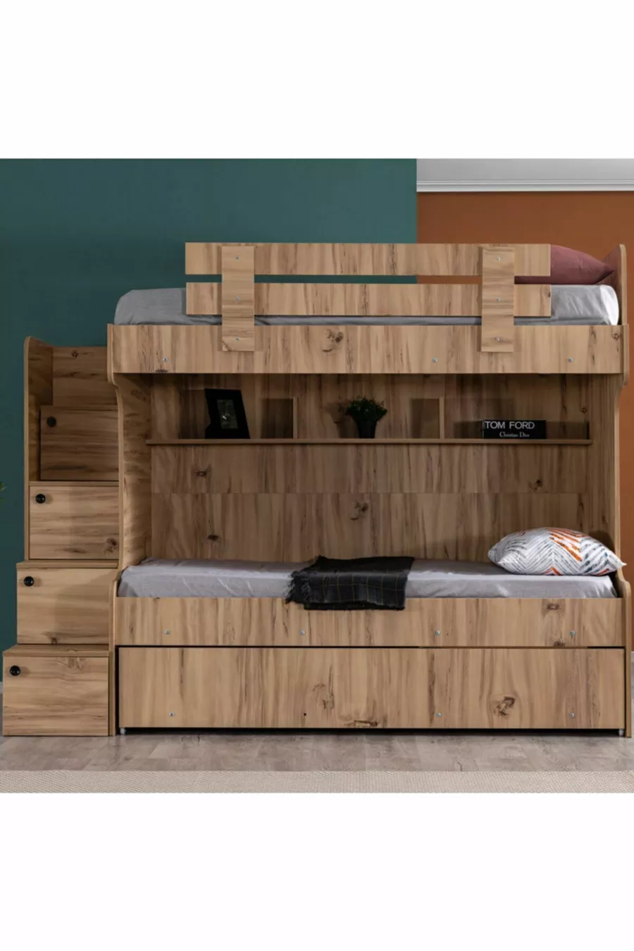 Lit superposé Viva avec tiroirs 2 matelas confort