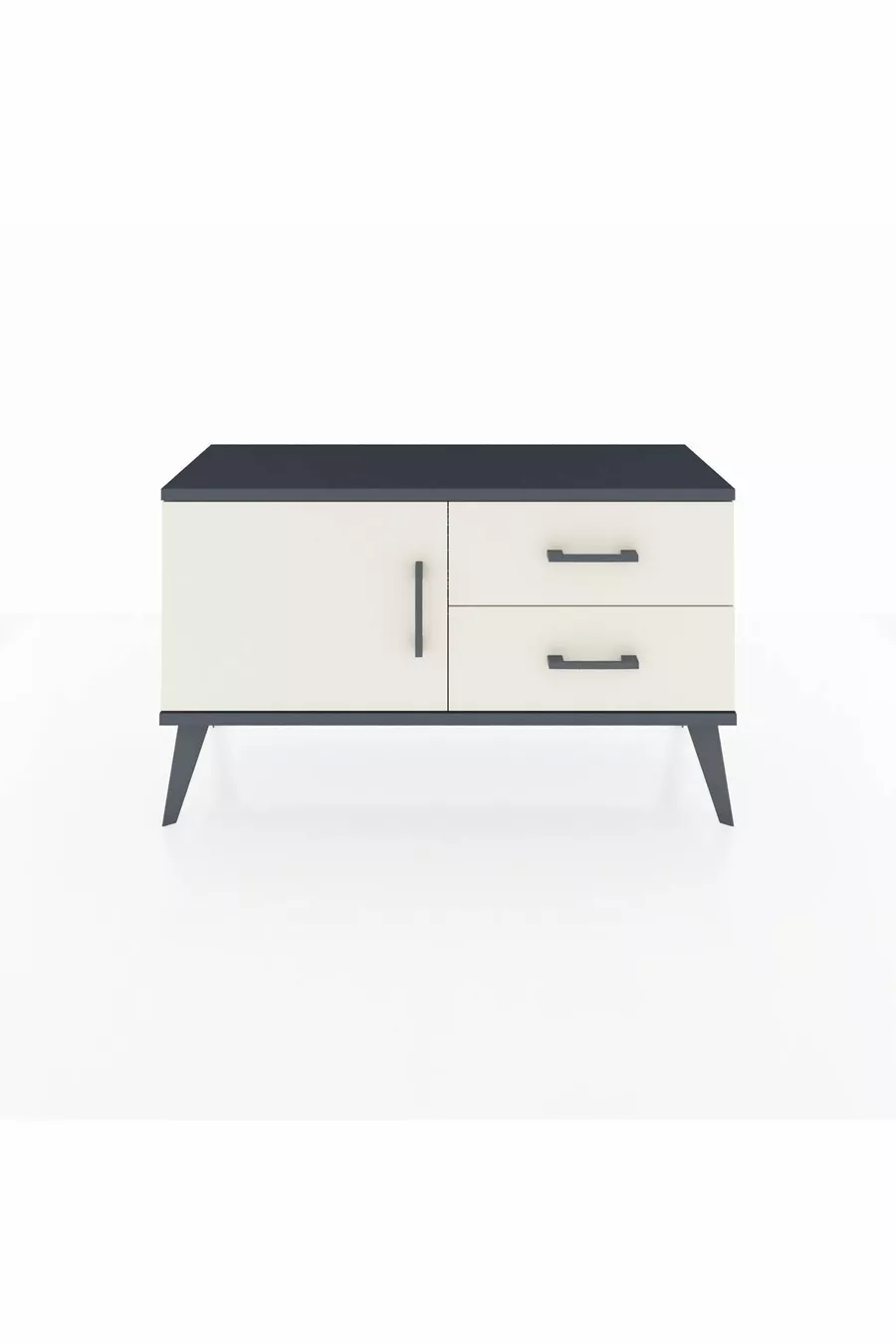 Commode Arges avec une seule étagère, 2 tiroirs et une porte unique, Anthracite-Pierre de lune