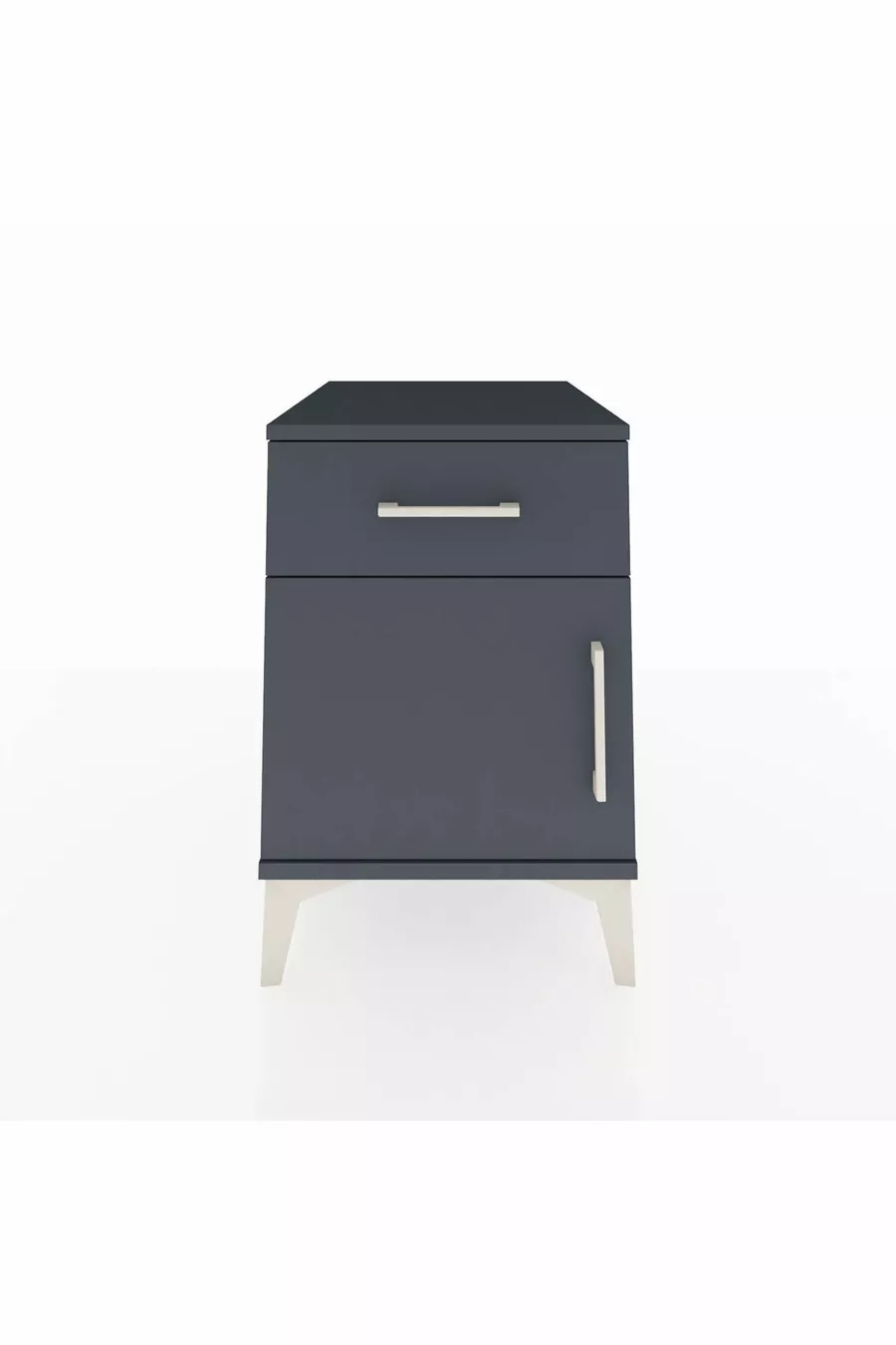 Table de chevet Kronos avec une étagère, un tiroir et une porte, Anthracite-Anthracite