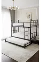 Lit superposé moderne avec étoiles, compatible avec lit, pour 3 personnes, lit superposé en métal noir