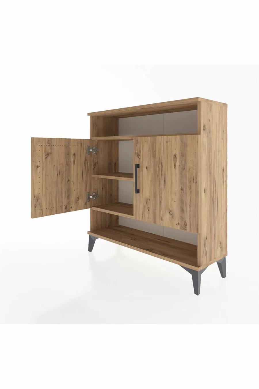 Commode Arges 3 étagères 2 portes Pin-Pin