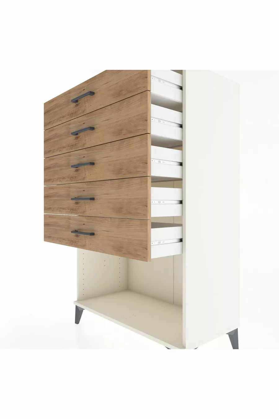 Armoire Hyperion 5 tiroirs Pierre de lune-Pin