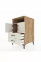 Table de chevet Kronos avec 2 étagères, 2 tiroirs et 2 portes, pin-gris