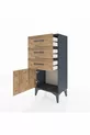 Chevet Arges avec 3 tiroirs et 1 porte, anthracite-pin