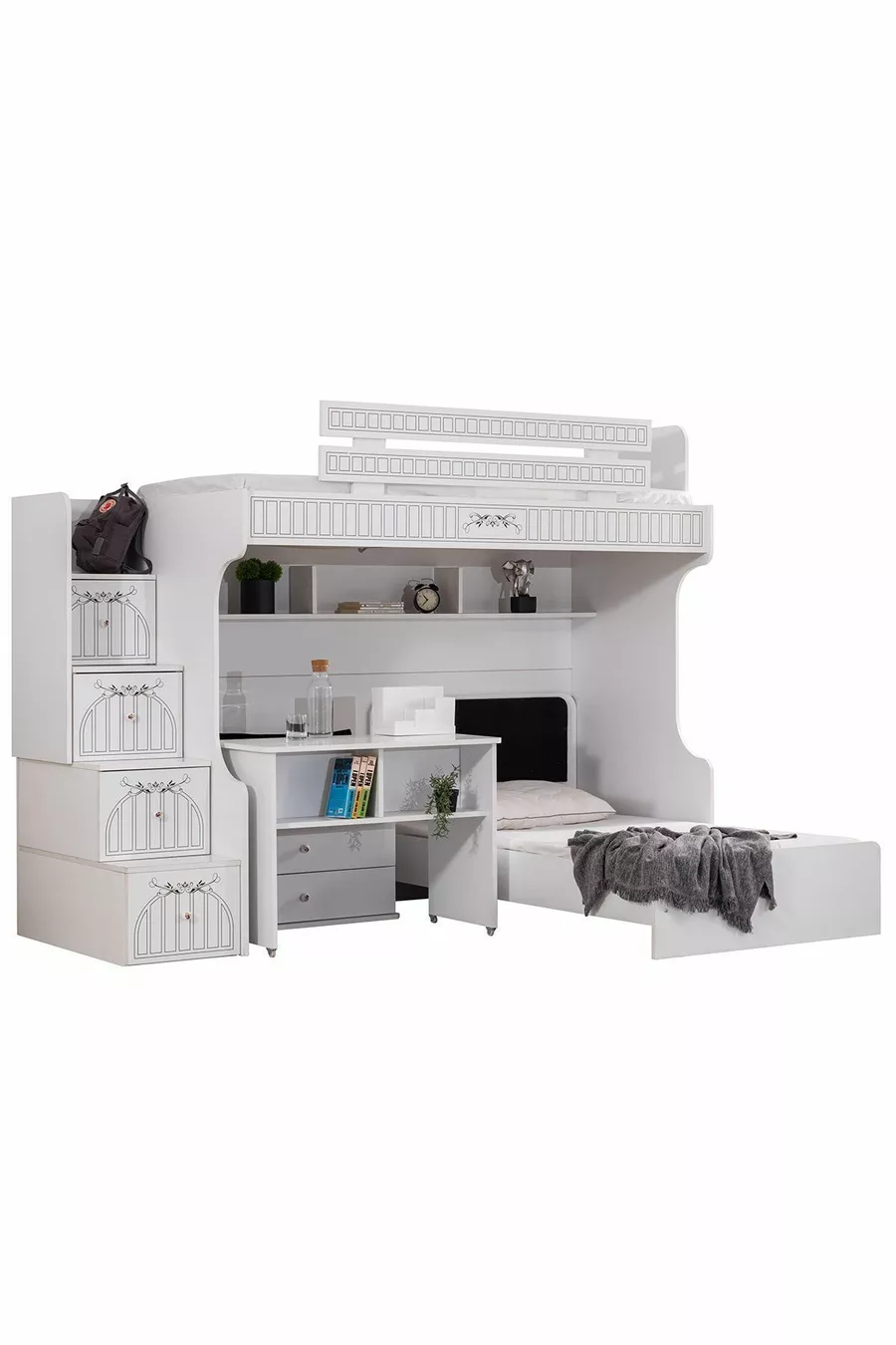 Lit superposé, lit superposé avec bureau intégré à Londres, 2 matelas Comfort