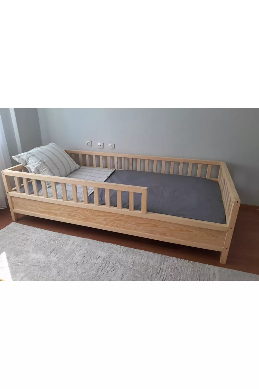 Lit Montessori pour enfants - Lit Montessori - Lit en bois - Avec barrière de sécurité de cm - 