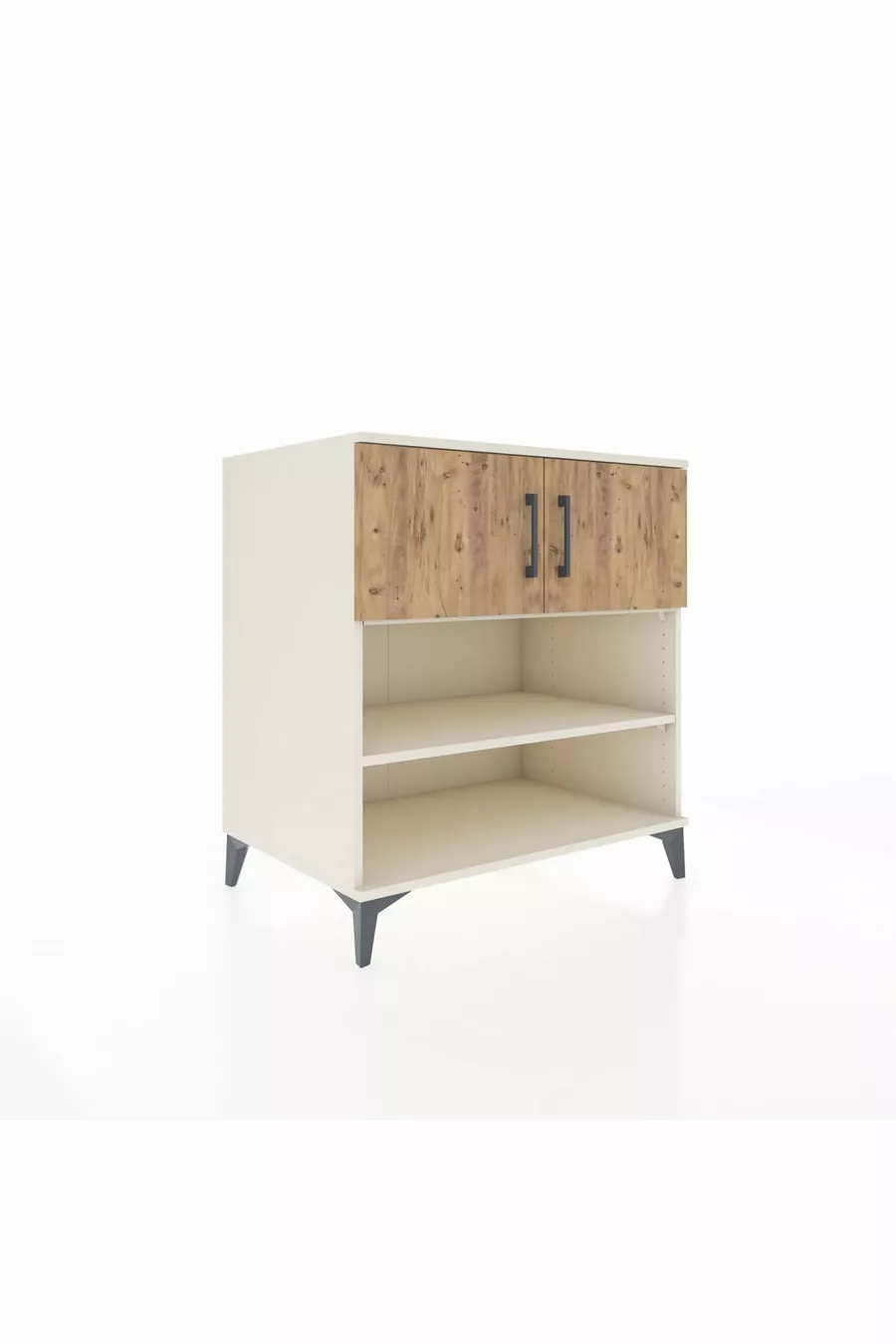 Commode Kronos 3 étagères 2 portes Pierre de Lune-Épicéa