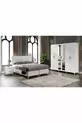 Ensemble de chambre à coucher complet en MDF avec 6 portes, blanc, avec sommier Paris
