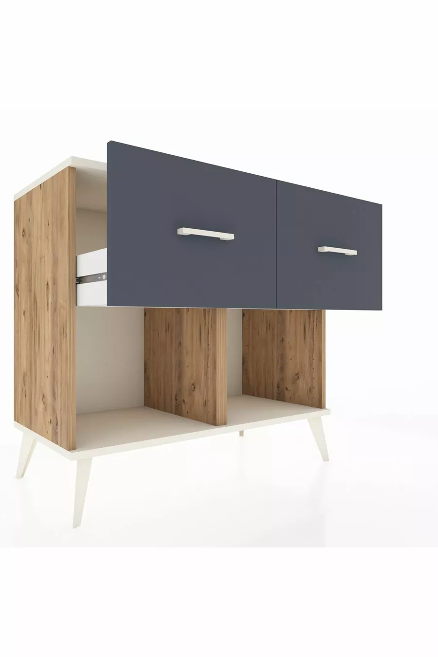 Commode Hyperion 2 tiroirs Pin-Ambre/Anthracite